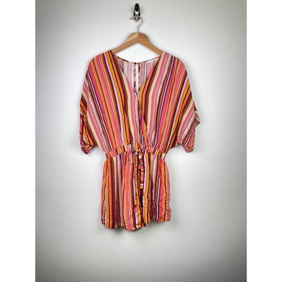 Lush Shorts Multi-colored Striped Romper - Size Small - Picture 2 of 7
